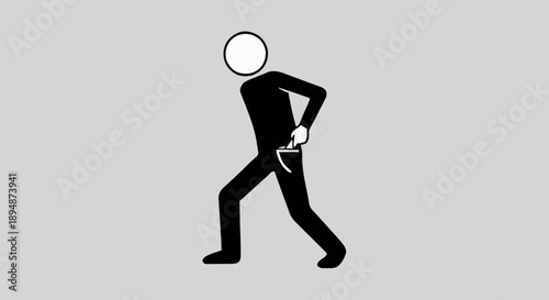 Stick figure thief stealing money from pocket.