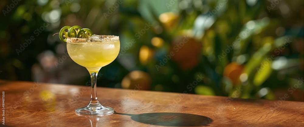 Obraz premium Savor a spicy Jalapeno Margarita with bold tequila and tangy lime for a deliciously boozy experience
