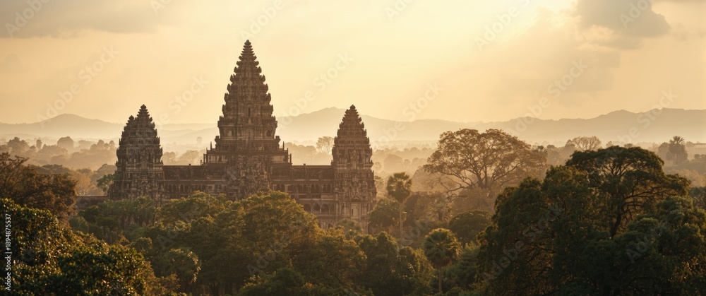 Fototapeta premium Breathtaking view of a Buddhist temple located in Siem Reap, Cambodia