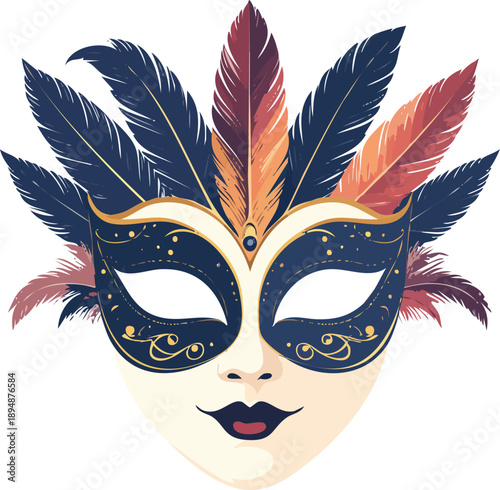 Venetian mask with feathers