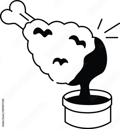 Tasty crispy drumstick leg piece icon vector Illustration, Chicken leg piece line icon.