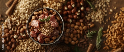 Pet food featuring raw meat and natural ingredients for dogs and cats