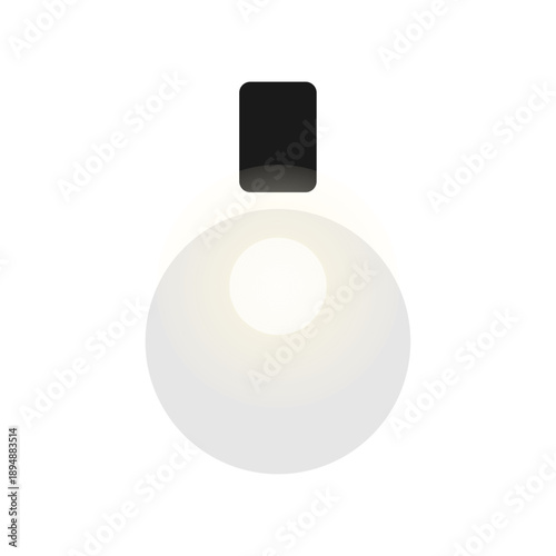 Modern spherical light fixture with black base, isolated on transparent background