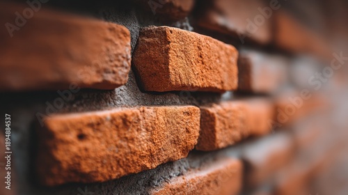 Close-Up View of Textured Red Brick Wall with Warm Tones Suitable for Backgrounds, Architecture, and Design Projects Related to Urban Environments
