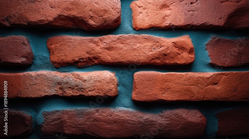 Detailed Close-Up of Textured Red Brick Wall with Unique Patterns and Shadows Highlighting the Rustic Appeal of Traditional Architecture Elements