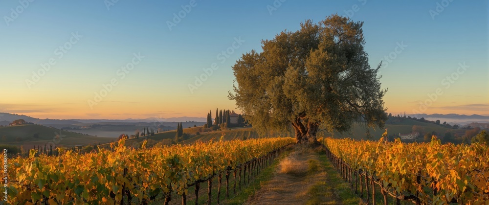 Naklejka premium Chianti, Italy: Autumn Vineyards in Tuscany