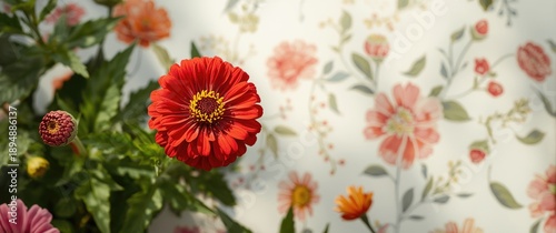 Isolated Zinnia flower plant featuring spring and summer nature theme