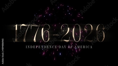 250 years Anniversary video design. 250th anniversary video to celebrate Independence Day of America on 4th July. 1776 - 2016 typographic design with firework