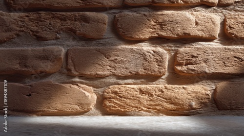 Rustic textured stone wall with warm tones and natural irregularities, perfect for background or architectural design in various creative projects