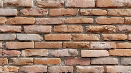 Textured Brick Wall with Varying Shades of Orange and Brown in a Rustic Style for Architectural and Interior Design Projects