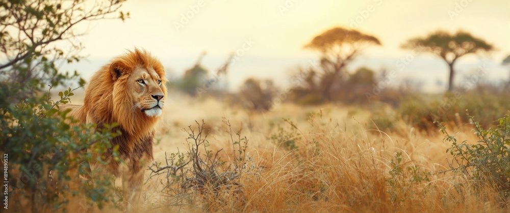 Fototapeta premium Safari wildlife in watercolor style