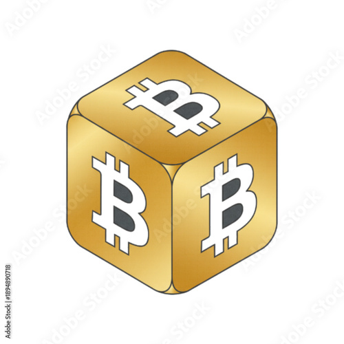 Gold Bitcoin Cube Cryptocurrency Blockchain Symbol