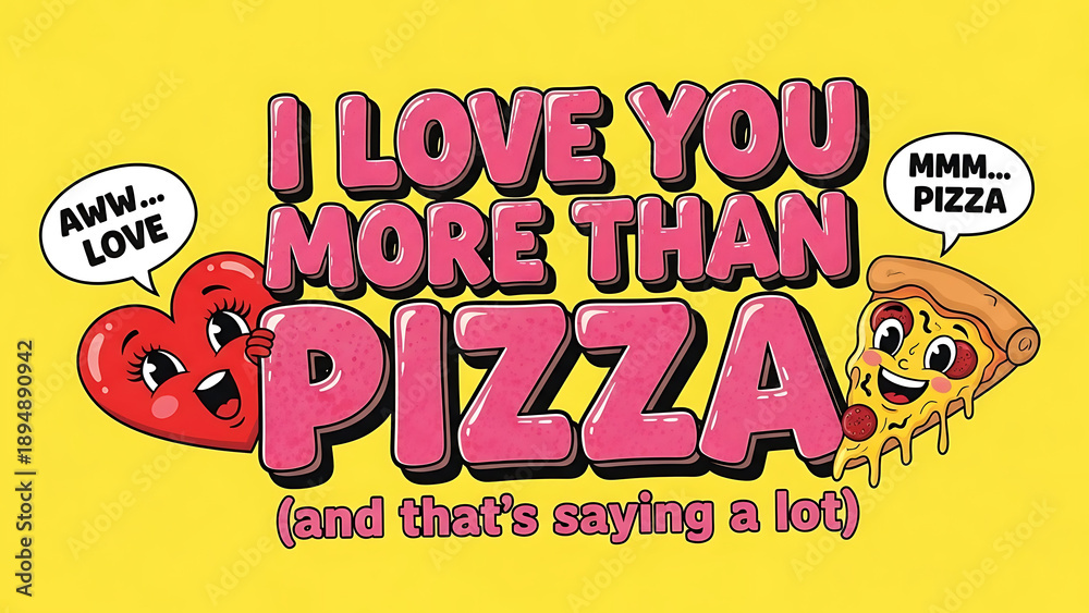 Obraz premium Love beyond pizza a heartfelt declaration