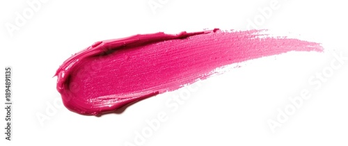 Isolated makeup beauty product featuring smudged lipstick and trace of brush stroke on white background