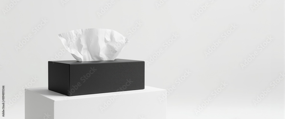Obraz premium White background with black tissue box mock-up