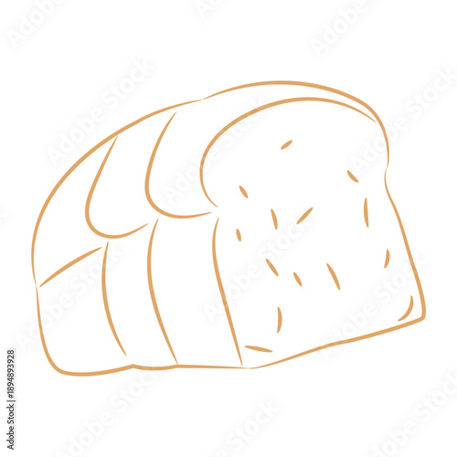 Minimalist Line Art Drawing of a Fresh Loaf of Bread
