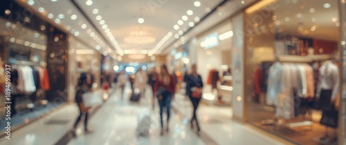 Blurred abstract and bokeh background of department store shopping mall interior