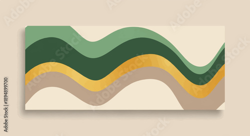 Abstract art with overlapping wavy bands in muted earthy tones