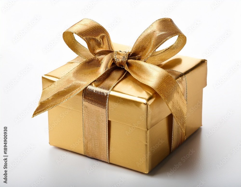Obraz premium gold gift box with ribbon isolated on a white background