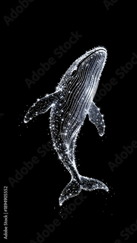 Starry Whale Silhouette: Celestial Ocean Creature Illustration