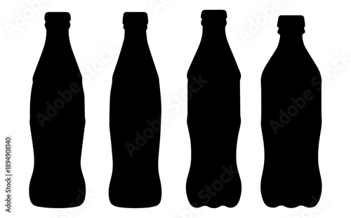 Set of Black Soda and Soft Drink Bottle Silhouettes