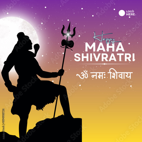 happy maha Shivratri, a Hindu festival celebrated of lord shiva night, english calligraphy. abstract vector illustration design