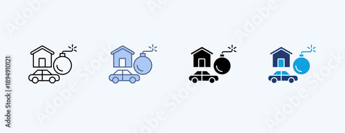 Debt Boom Multiple Icon Illustration Vector