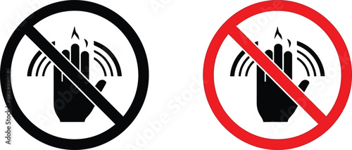 Do not touch warning signs, no contact symbol in two colors