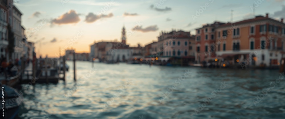 Obraz premium Blurred Murano main canal scene in Venice, Italy showcasing bokeh background