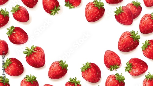 Bright light strawberry doodle pattern used as a fresh food background, emphasizing healthy eating, World Nutrition Week