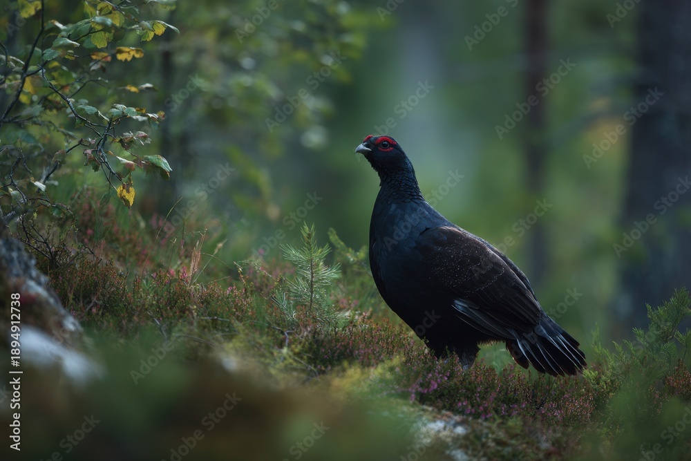 Fototapeta premium Black grouse in the forest.