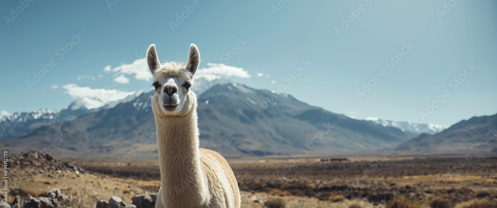 Naklejka premium Animals of Latin America: Llamas from northern Argentina and mountain-dwelling alpacas