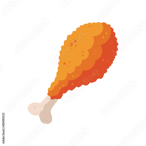 Chicken drumstick flat design cartoon illustration