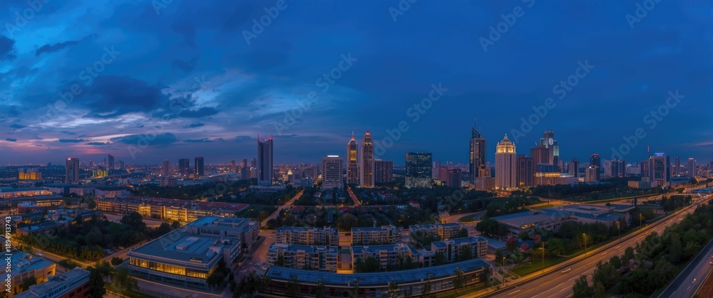 Fototapeta premium Nighttime Skyline View