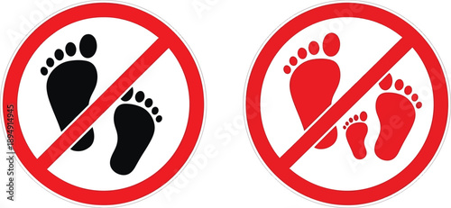 No footprints sign symbol icon vector set