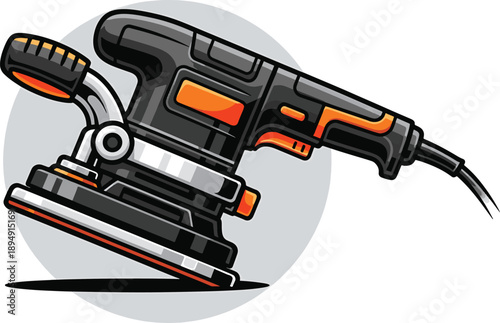 Orbital sander power tool for woodworking or DIY projects, construction