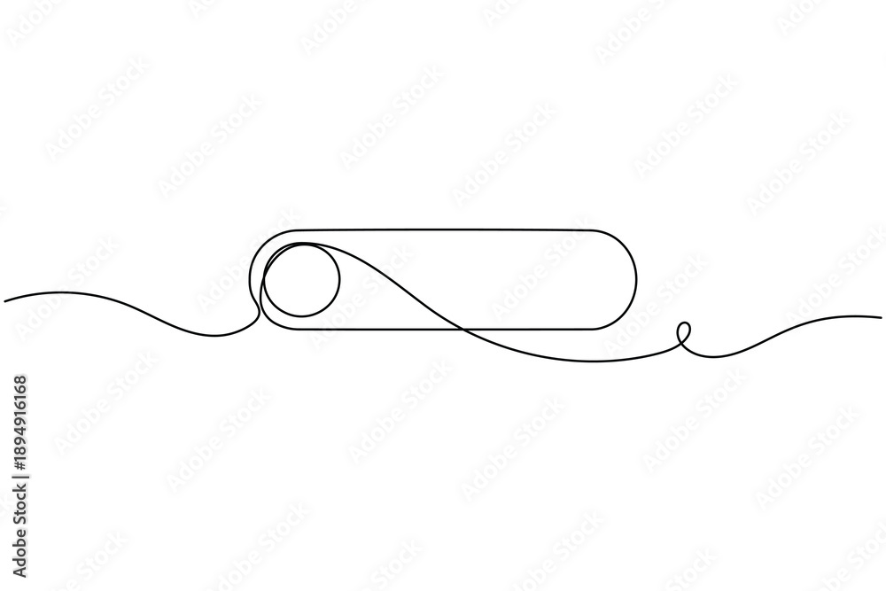 Obraz premium UI toggle switch icon continuous one line drawing on white background minimalist enable and disable symbol outline vector illustration