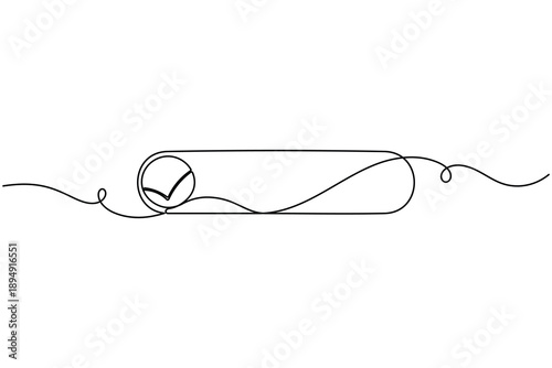 UI toggle switch icon continuous one line drawing on white background minimalist enable and disable symbol outline vector illustration