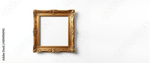 Isolated vintage gold frame against white backdrop