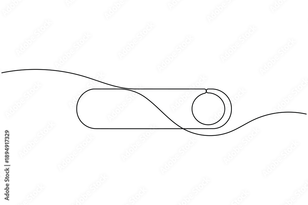 Fototapeta premium UI toggle switch icon continuous one line drawing on white background minimalist enable and disable symbol outline vector illustration