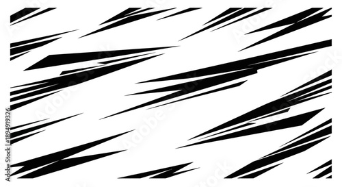 Black Abstract Shapes on White Background.