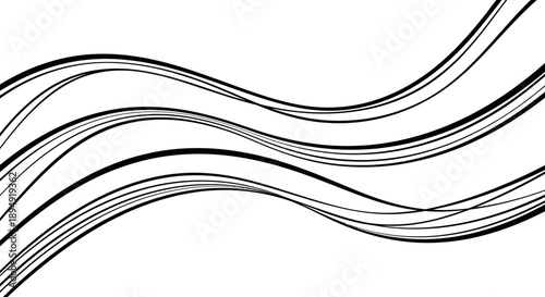 Black Wavy Lines on White Background.