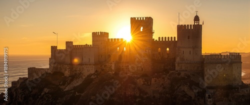 Alicante Castle silhouette, an Arab heritage site in Valencia, Spain
