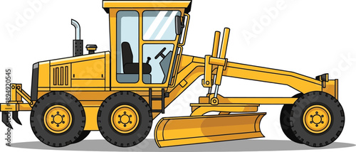 Construction grader heavy machinery vehicle vector cartoon equipment