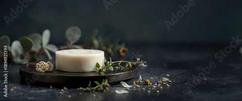 Wallpaper Mural Natural handmade soap displayed on black background emphasizing spa, health, and beauty elements Torontodigital.ca