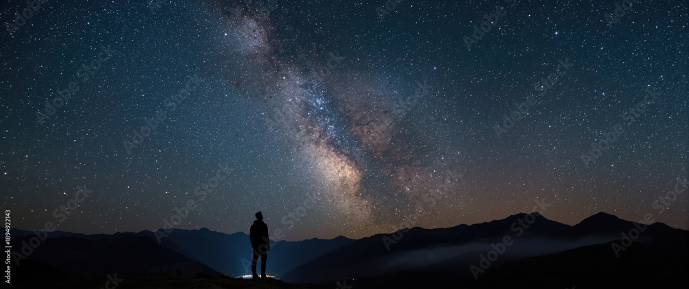 custom made wallpaper toronto digitalMan standing beneath a beautiful starry night sky