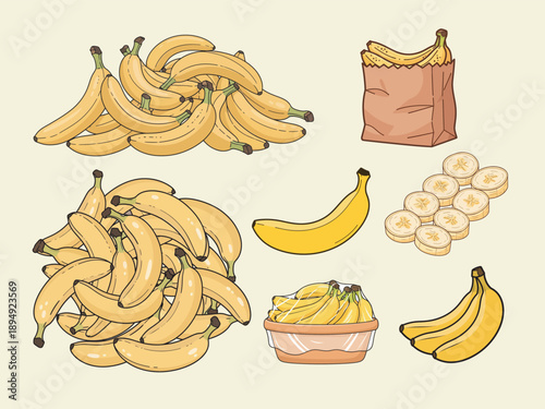 Banana flat illustration design used for nutrition content, food branding, and healthy lifestyle projects