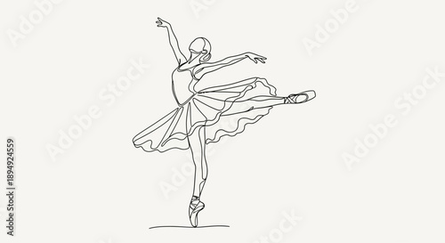 Ballet Dancer in Elegant Pirouette Pose.