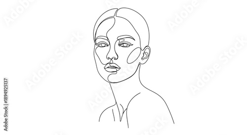 Simple Line Drawing of a Womans Face.