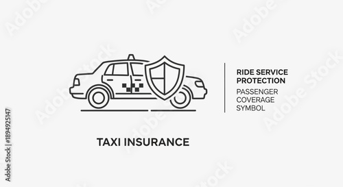 Taxi Insurance Car Shield Protection Symbol.